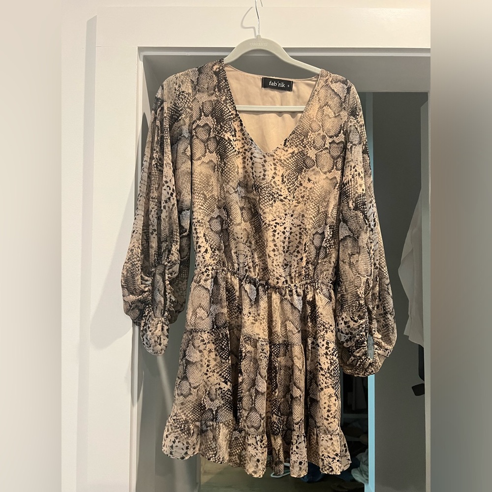 Fabrik Snake Print Long Sleeve Mini Dress